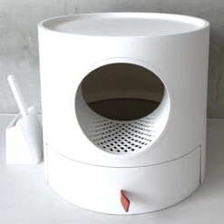 A Sunny Day Kattenbak Met Lade, Bedje En Krabplank - Inclusief Schepje - Design Kattenbak - Wit - Dichte Kattenbak - Kattenbak Gesloten -Merkloos Winkel 1200x1200 442