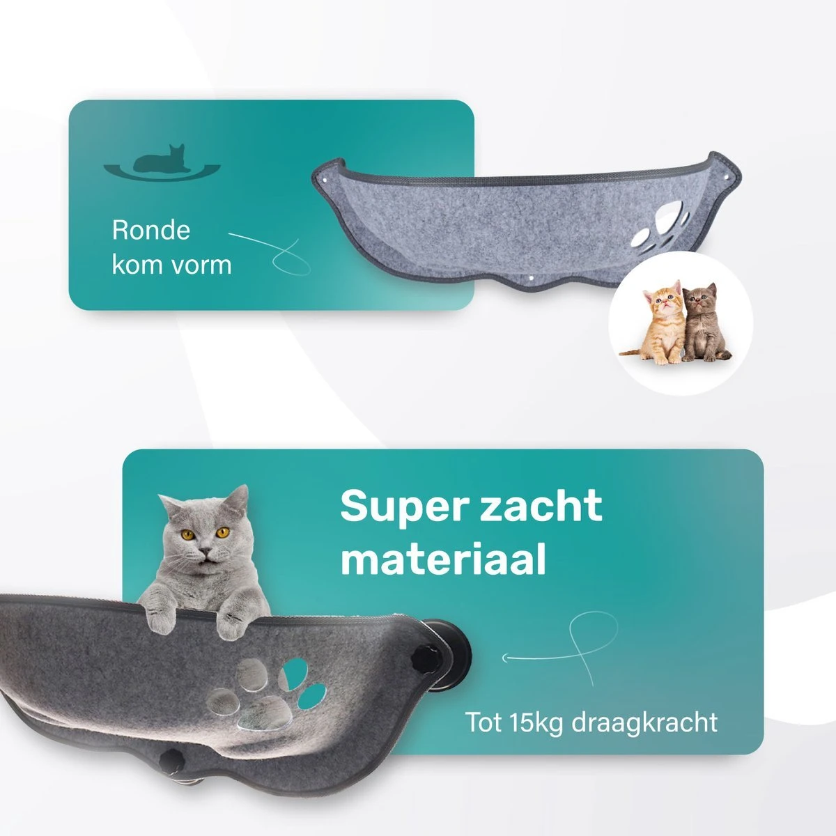 Kattenhangmat - Voor Aan Het Raam - Kom Vorm - Kattenmand - Raam - Hangmat Kat - Dieren - Kattenbed - Kattenmand - Slaapplek - Ligplaats - Grijs 2 Kattenhangmat - Voor Aan Het Raam - Kom Vorm - Kattenmand - Raam - Hangmat Kat - Dieren - Kattenbed - Kattenmand - Slaapplek - Ligplaats - Grijs - Afbeelding 2