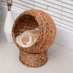 PawHut Kattenmand Rotan Kattennest Kattenbed Met Kussen Huisdierbed Bruin D30-104 -Merkloos Winkel 1200x1200 483