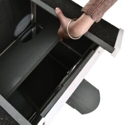 PawHut Kattenhuis Voor Buiten Kattenhut Met 2 Verdiepingen Kattenvilla, Asfaltdak, Massief Hout Grijs D30-236 -Merkloos Winkel 1200x1200 592