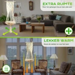 Qoods Kattenhangmat Macramé - Hangende Kattenmand Raam Of Radiator - Kattenbed - Poezenmand -Merkloos Winkel 1200x1200 626