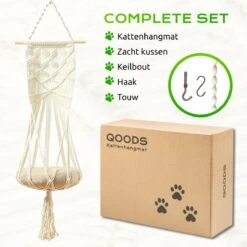 Qoods Kattenhangmat Macramé - Hangende Kattenmand Raam Of Radiator - Kattenbed - Poezenmand -Merkloos Winkel 1200x1200 628