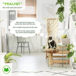 Qoods Kattenhangmat Macramé - Hangende Kattenmand Raam Of Radiator - Kattenbed - Poezenmand -Merkloos Winkel 1200x1200 629