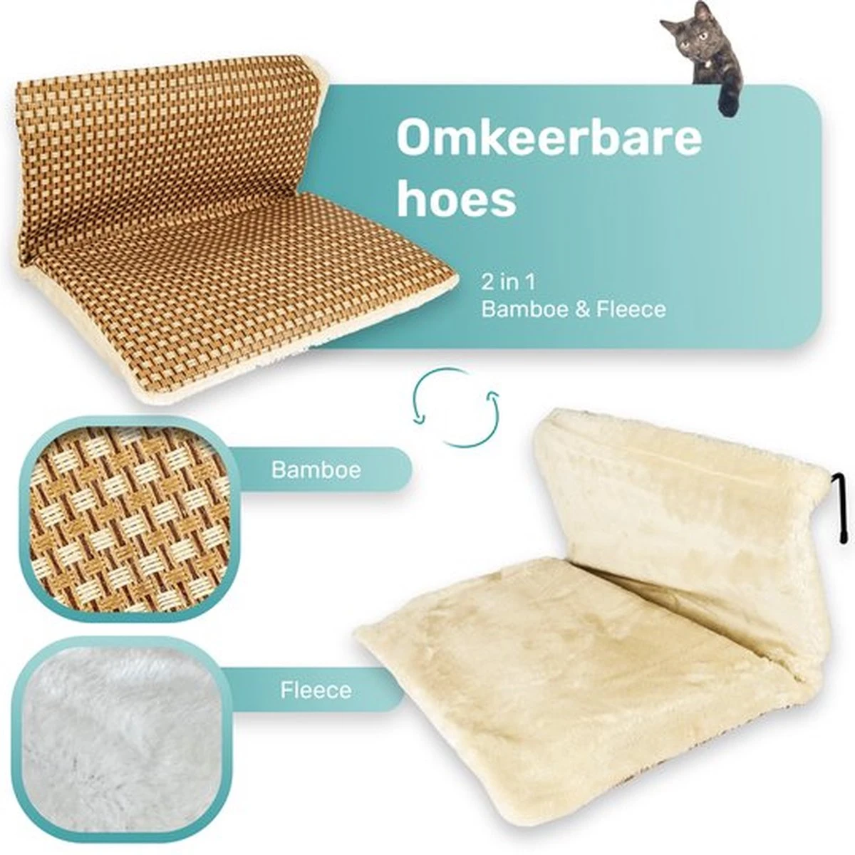 Kattenhangmat - Voor Aan Het Raam - Kattenmand - Raam - Hangmat Kat - Dieren - Kattenbed - Kattenmand - Slaapplek - Ligplaats 4 Kattenhangmat - Voor Aan Het Raam - Kattenmand - Raam - Hangmat Kat - Dieren - Kattenbed - Kattenmand - Slaapplek - Ligplaats - Afbeelding 4