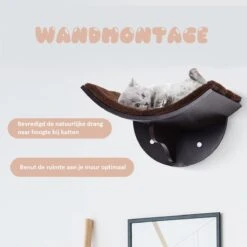 Merkloos Paws And Claws - Cat Shelf – Hangmat Kat – Kattenplank - Kattenbed - Wasbaar – Wandmontage – MDF - Bruin -Merkloos Winkel 1200x1200 671