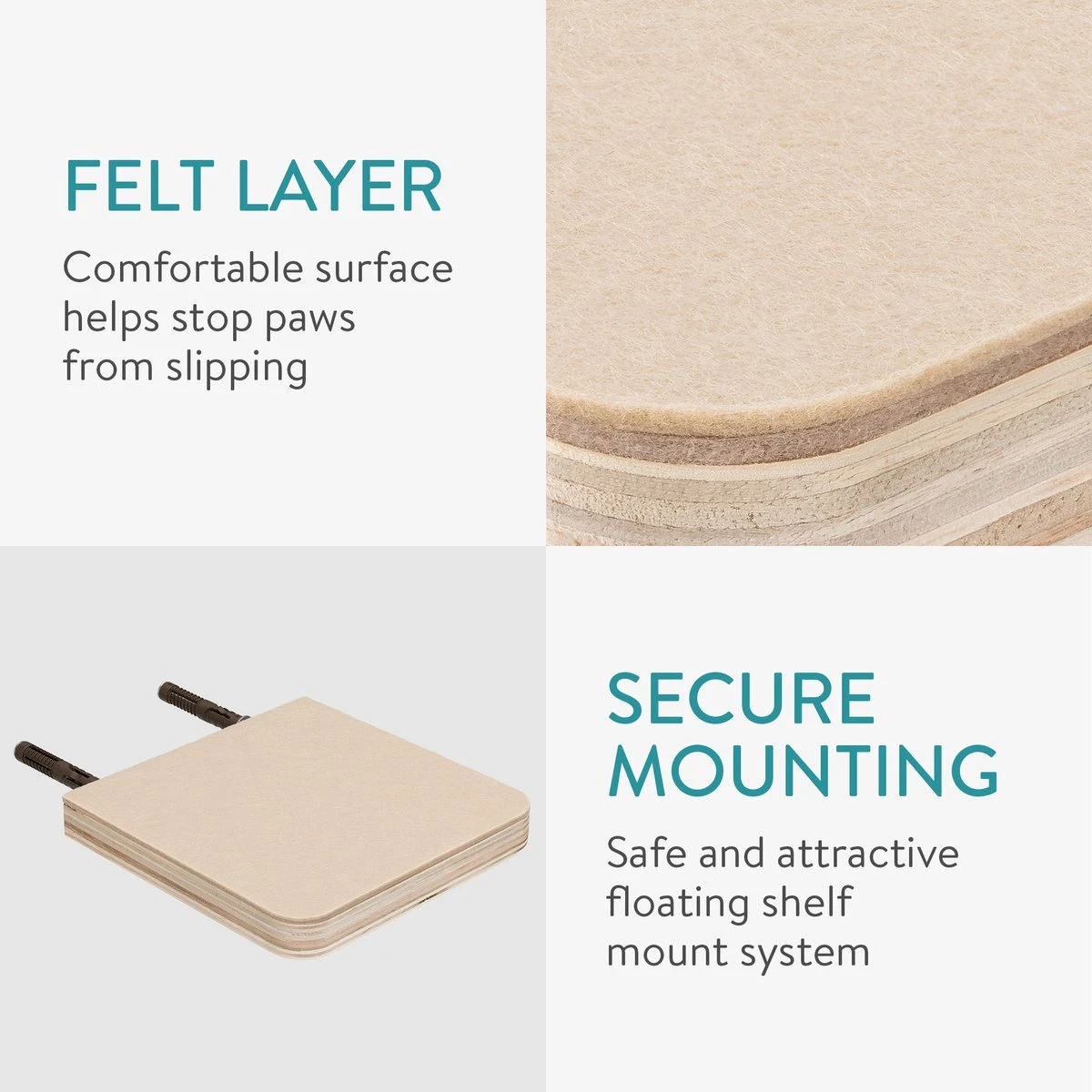 Navaris Katten Klimmuur 3 Tredes - 18 X 18 X 1,5 Cm Per Plankje - Katten Klimwand Van Hout - Inclusief Bevestigingsmateriaal 3 Navaris Katten Klimmuur 3 Tredes - 18 X 18 X 1,5 Cm Per Plankje - Katten Klimwand Van Hout - Inclusief Bevestigingsmateriaal - Afbeelding 3