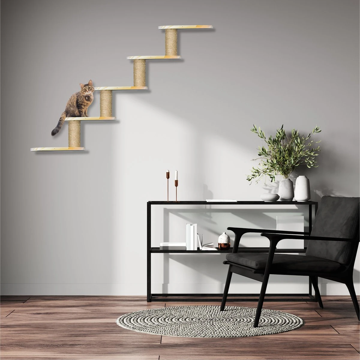 Katten Klimmuur - 4 Delig - Krabpaal - 5 Plateaus - Katten Klim Wand - Muur - Klimmuur Kat - Voor Grote Katten - Klimwand - Complete Set 4 Katten Klimmuur - 4 Delig - Krabpaal - 5 Plateaus - Katten Klim Wand - Muur - Klimmuur Kat - Voor Grote Katten - Klimwand - Complete Set - Afbeelding 4