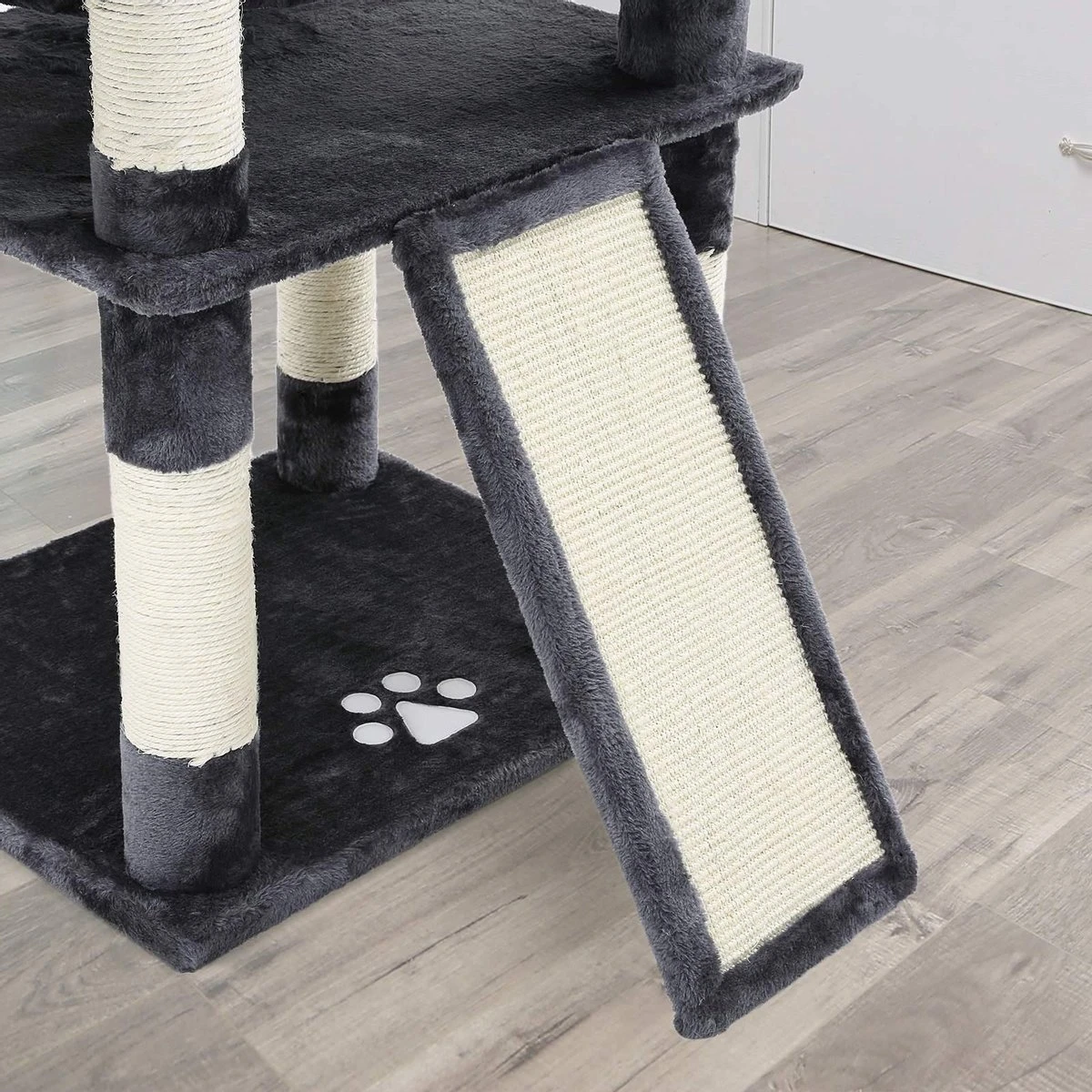Grote Krabpaal, Krabpaal Met 3 Comfortabele Uitkijkplatforms, Kattenspeelgoed Met 2 Knuffelholen, Dikke Sisalpalen, Extra Krabplank, Stal, 172 Cm, Rookgrijs PCT18GYZ 3 Grote Krabpaal, Krabpaal Met 3 Comfortabele Uitkijkplatforms, Kattenspeelgoed Met 2 Knuffelholen, Dikke Sisalpalen, Extra Krabplank, Stal, 172 Cm, Rookgrijs PCT18GYZ - Afbeelding 3