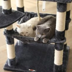 Kat Krabpaal Voor Meerdere Katten - Met Hokje En Plateaus - Grote Of Kleine Katten - Grijs En Wit -Merkloos Winkel 1200x1200 769
