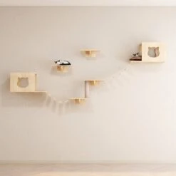 Katten Klimwand |2 Ladders Krabpaal En 2 Huisjes | Kat Klimmuur | Huisdieren | Vermaak Voor Katten