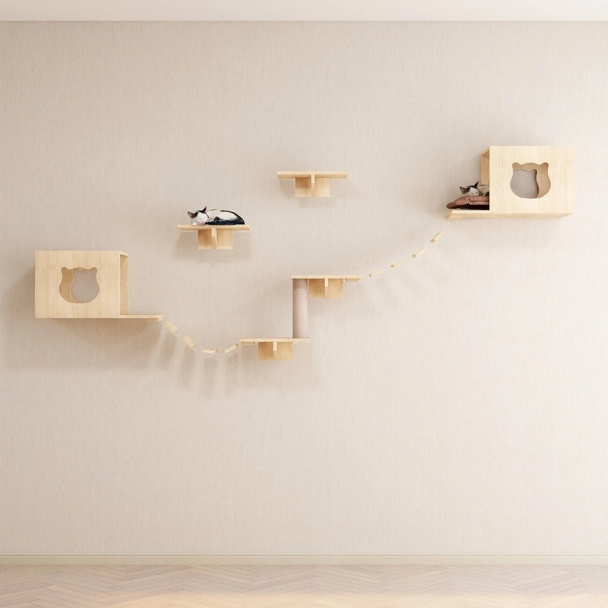 Katten Klimwand |2 Ladders Krabpaal En 2 Huisjes | Kat Klimmuur | Huisdieren | Vermaak Voor Katten 1 Katten Klimwand |2 Ladders Krabpaal En 2 Huisjes | Kat Klimmuur | Huisdieren | Vermaak Voor Katten