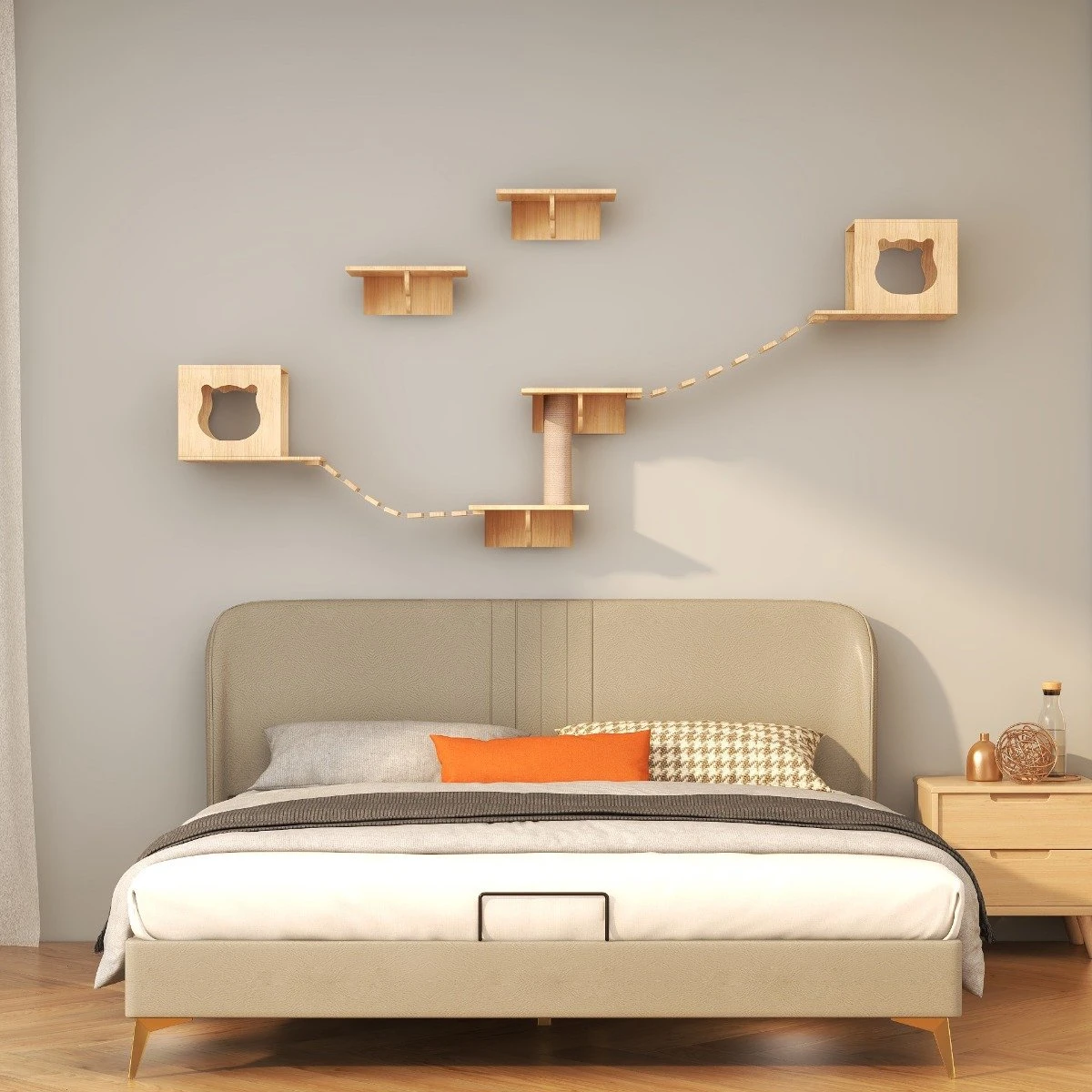 Katten Klimwand |2 Ladders Krabpaal En 2 Huisjes | Kat Klimmuur | Huisdieren | Vermaak Voor Katten 6 Katten Klimwand |2 Ladders Krabpaal En 2 Huisjes | Kat Klimmuur | Huisdieren | Vermaak Voor Katten - Afbeelding 6