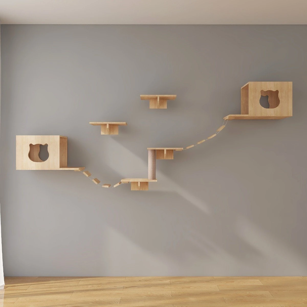 Katten Klimwand |2 Ladders Krabpaal En 2 Huisjes | Kat Klimmuur | Huisdieren | Vermaak Voor Katten 8 Katten Klimwand |2 Ladders Krabpaal En 2 Huisjes | Kat Klimmuur | Huisdieren | Vermaak Voor Katten - Afbeelding 8