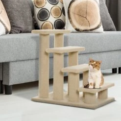 PawHut Dierentrap, Kattentrap, Hondentrap, Trap Voor Katten En Honden, 4 Treden, Beige, 63,5 X 43 X 60 Cm D30-006 -Merkloos Winkel 1200x1200 788