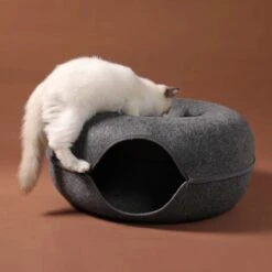 Merkloos A.K.A. Kattentunnel En Kattenmand In-1 – Kattenspeelgoed Speeltunnel Kattenhuis – Kattenhol Rond Kattenspeeltjes - Cat Cave Donut - Antraciet Vilt -Merkloos Winkel 1200x1200 853