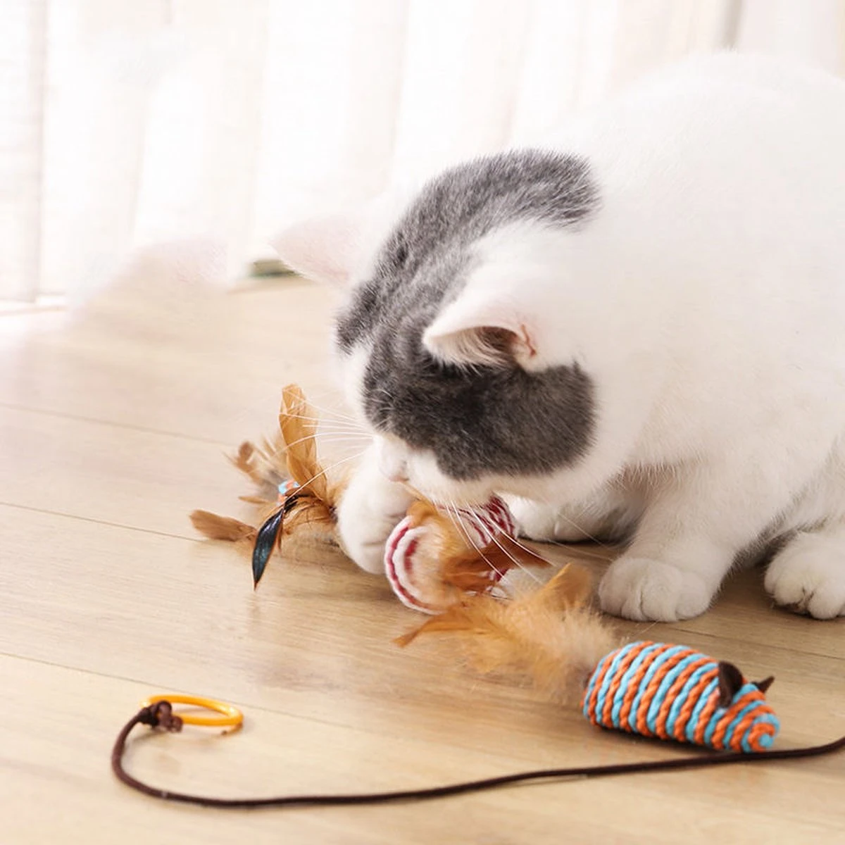 Kattenspeelgoed - Set Met 7 Kattenspeeltjes - Complete Set - Kattenhengel - Speelmuis 4 Kattenspeelgoed - Set Met 7 Kattenspeeltjes - Complete Set - Kattenhengel - Speelmuis - Afbeelding 4