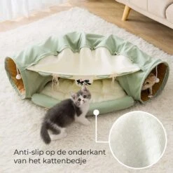 AYOO® Kattentunnel - Kattenmand - Kattenbed - Kattenkussen - Kattenhuis - Speeltunnel Kat - Kattentunnel Met Kattenmand - Poezenmand - Konijnentunnel - Groen -Merkloos Winkel 1200x1200 883
