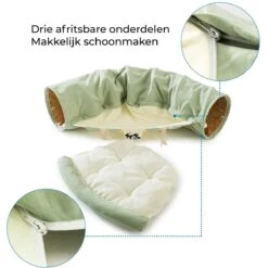 AYOO® Kattentunnel - Kattenmand - Kattenbed - Kattenkussen - Kattenhuis - Speeltunnel Kat - Kattentunnel Met Kattenmand - Poezenmand - Konijnentunnel - Groen -Merkloos Winkel 1200x1200 884