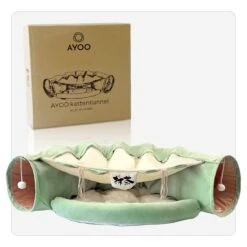 AYOO® Kattentunnel - Kattenmand - Kattenbed - Kattenkussen - Kattenhuis - Speeltunnel Kat - Kattentunnel Met Kattenmand - Poezenmand - Konijnentunnel - Groen -Merkloos Winkel 1200x1200 885