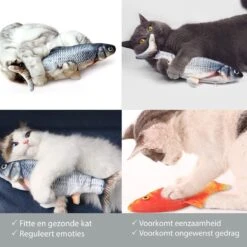 Filo Elektrisch Kattenspeeltje Bewegende Vis 30CM Met Kattenkruid + Goudvis 20CM - Interactief Speelgoed Katten - Elektronisch Kattenspeelgoed - Dansende Elektrische Speelvis Kat - Kattenspeeltjes Intelligentie - Speelgoed Kittens - Speeltjes Kitten -Merkloos Winkel 1200x1200 899