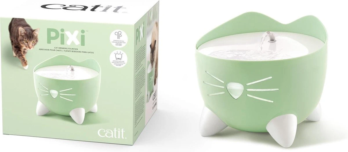 Catit Pixi Fountain - Kattendrinkbak - 20x20x16 Cm Groen 6 Catit Pixi Fountain - Kattendrinkbak - 20x20x16 Cm Groen - Afbeelding 6