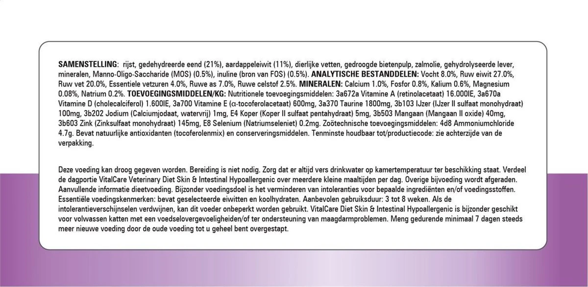 Prins VitalCare Diet Skin & Intestinal Hypoallergeen Kattenvoer 1,5 Kg 7 Prins VitalCare Diet Skin & Intestinal Hypoallergeen Kattenvoer 1,5 Kg - Afbeelding 7