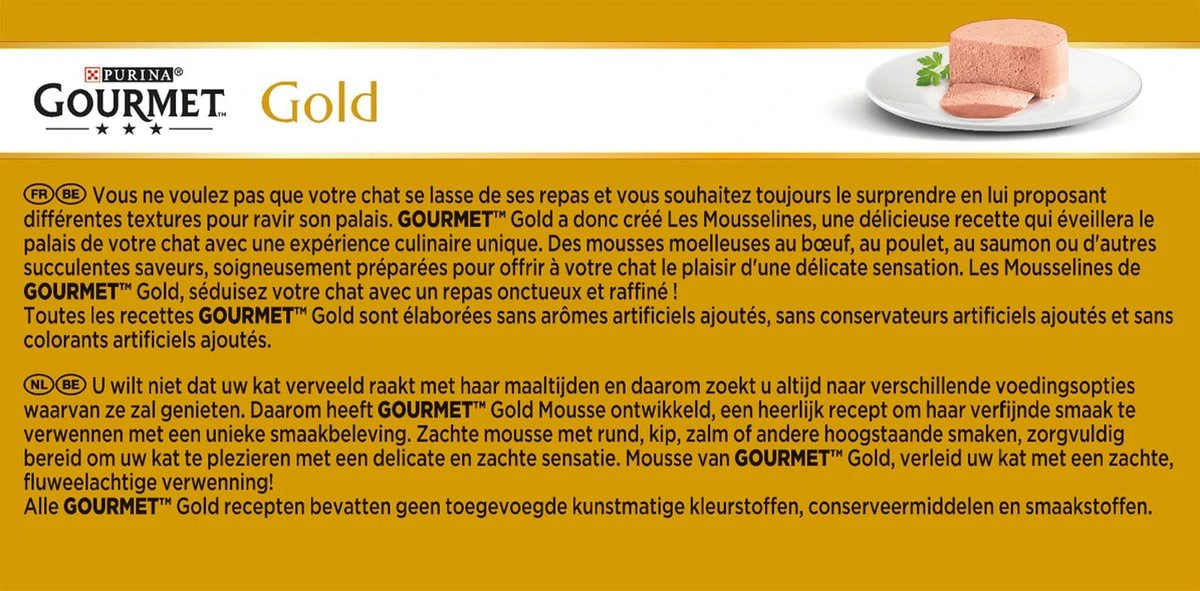 Gourmet Gold Mousse - Kattenvoer Natvoer - Met Tonijn, Lever, Kalkoen, Rund - 48 X 85 G 7 Gourmet Gold Mousse - Kattenvoer Natvoer - Met Tonijn, Lever, Kalkoen, Rund - 48 X 85 G - Afbeelding 7