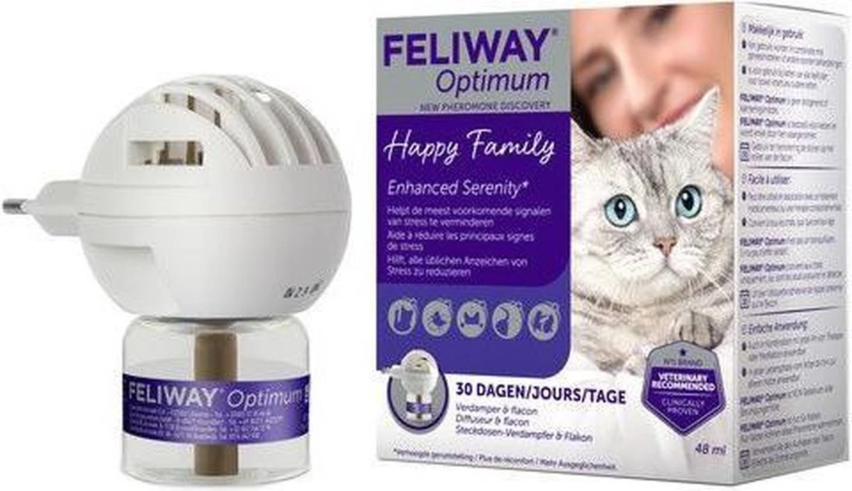 Feliway Optimum - Startset - 1 Verdamper Met 1 Vulling - 48 Ml - Anti-stress Voor Kat 6 Feliway Optimum - Startset - 1 Verdamper Met 1 Vulling - 48 Ml - Anti-stress Voor Kat - Afbeelding 6