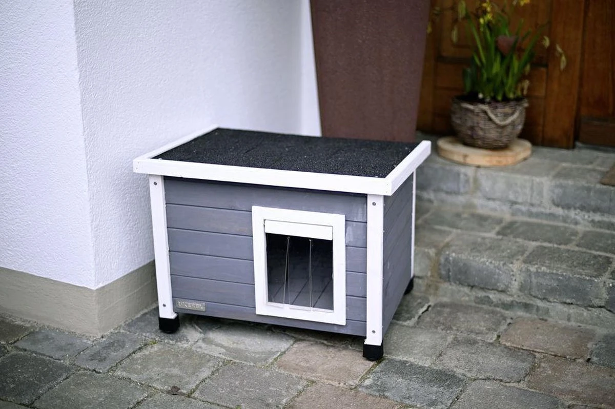 Merkloos Rexa® Kattenhuisje Van Dennenhout Wit/grijs 57x45x43cm | Kattenmand Voor Buiten Of In Huis | Beschermt Kat Tegen Kou En Geeft Veilig Gevoel | Makkelijke Ingang | Hoogwaardig Hout | Kattenbak | Katten Huis 2 Merkloos Rexa® Kattenhuisje Van Dennenhout Wit/grijs 57x45x43cm | Kattenmand Voor Buiten Of In Huis | Beschermt Kat Tegen Kou En Geeft Veilig Gevoel | Makkelijke Ingang | Hoogwaardig Hout | Kattenbak | Katten Huis - Afbeelding 2
