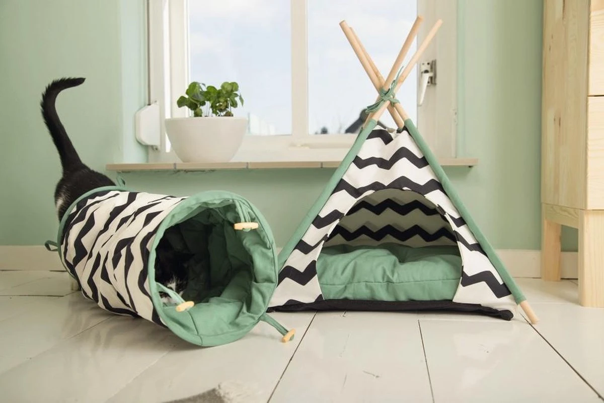 Beeztees Kioni Tipi Tent - Kattenhuis - Zwart/Wit - 50x50x70 Cm 9 Beeztees Kioni Tipi Tent - Kattenhuis - Zwart/Wit - 50x50x70 Cm - Afbeelding 9