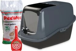 PeeWee Kattenbak EcoHus Startpakket - Antraciet - 56 X 39 X 38,5 Cm