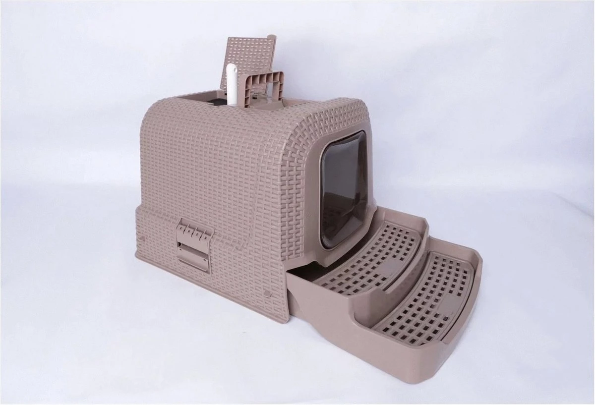 Adori Kattentoiltet Rattan Taupe - Kattenbakken - 69x42x41 Cm 5 Adori Kattentoiltet Rattan Taupe - Kattenbakken - 69x42x41 Cm - Afbeelding 5