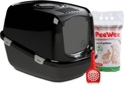 PeeWee Kattenbak XXL EcoDome Startpakket - Zwart - 66,5 X 48,5 X 46,5 Cm -Merkloos Winkel 1200x820