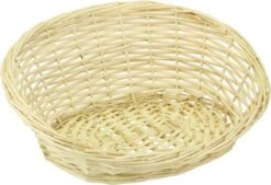 Merkloos Ovale Rieten Mandje Met Hoge Rug Voor Kittens 39 X 23 X 15 Cm - Kitten/katten Mandje - Huisdieren Mand - Rieten Mandje Ovaal