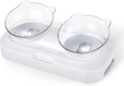 Behave Dubbele Voerbak - Drinkbak - Katten - Verstelbaar - Wit -Merkloos Winkel 1200x838