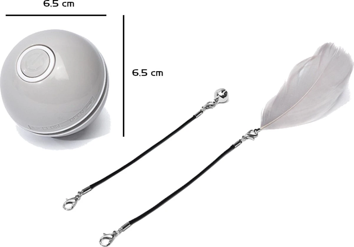 Catchit!® Interactieve Zelfrollende Bal Katten - Kattenspeeltjes - Inclusief USB Kabel En Staartjes - Kattenspeelgoed - Smart - Grijs 5 Catchit!® Interactieve Zelfrollende Bal Katten - Kattenspeeltjes - Inclusief USB Kabel En Staartjes - Kattenspeelgoed - Smart - Grijs - Afbeelding 5