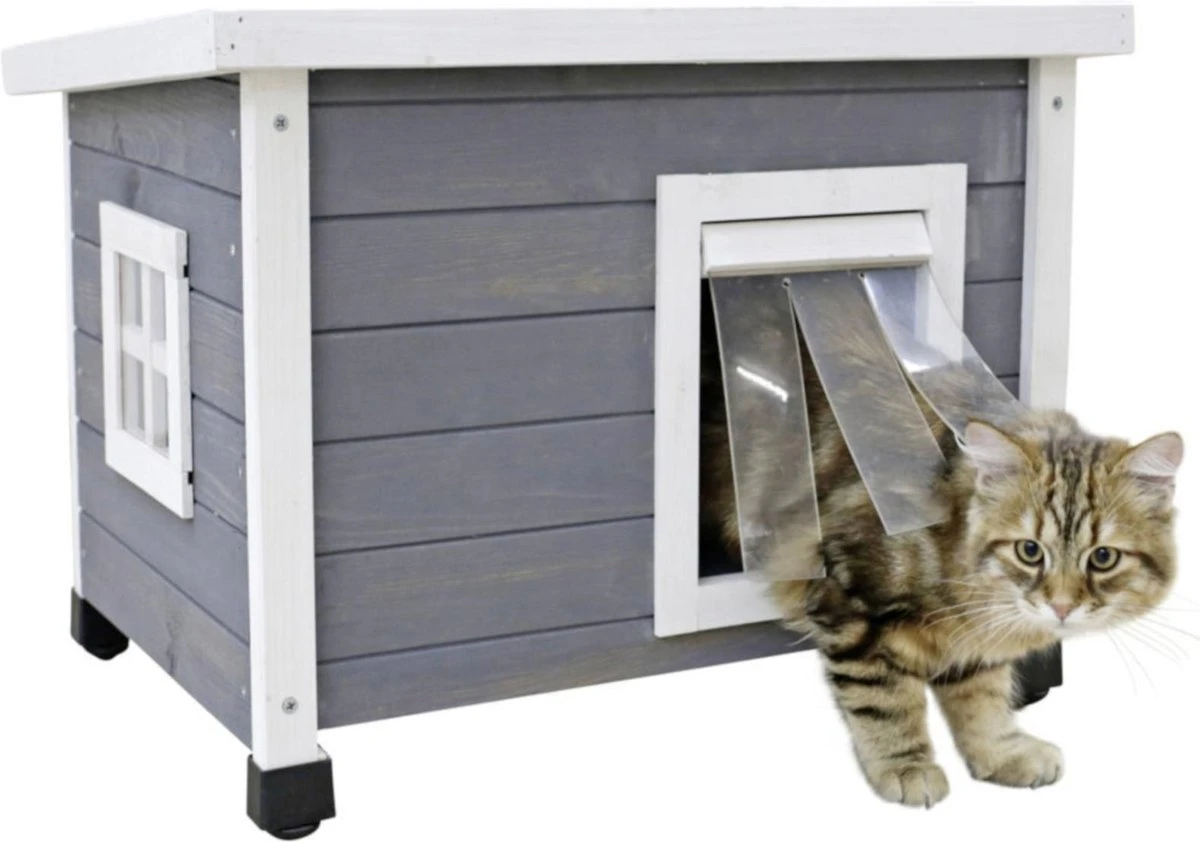 Merkloos Rexa® Kattenhuisje Van Dennenhout Wit/grijs 57x45x43cm | Kattenmand Voor Buiten Of In Huis | Beschermt Kat Tegen Kou En Geeft Veilig Gevoel | Makkelijke Ingang | Hoogwaardig Hout | Kattenbak | Katten Huis 1 Merkloos Rexa® Kattenhuisje Van Dennenhout Wit/grijs 57x45x43cm | Kattenmand Voor Buiten Of In Huis | Beschermt Kat Tegen Kou En Geeft Veilig Gevoel | Makkelijke Ingang | Hoogwaardig Hout | Kattenbak | Katten Huis