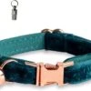 ACE Pets Kattenhalsband Met Belletje – Halsband Kat & Kitten - Kittenhalsband & Kattenbandje - Kattenbelletje - Pluche Velvet - Groen