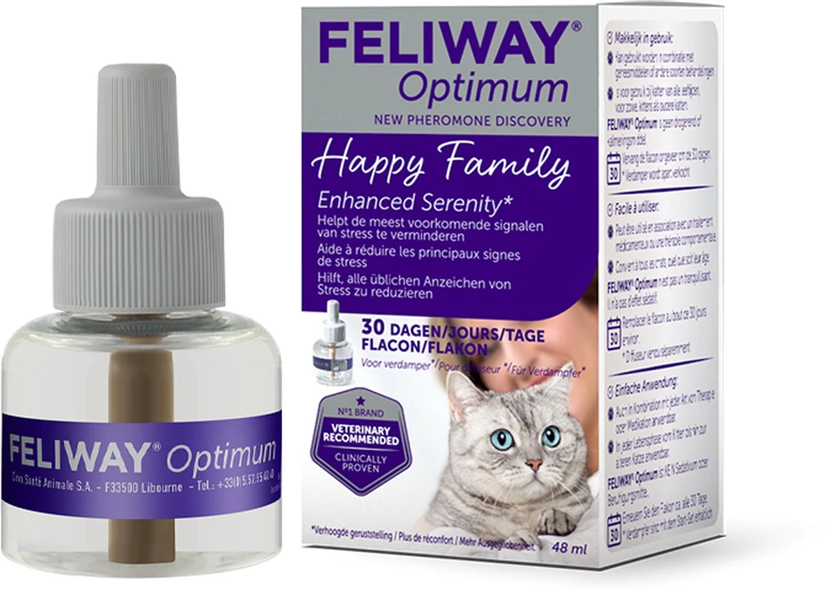 Feliway Optimum - Navulling - Flacon 48ml - Anti-stress Kat 6 Feliway Optimum - Navulling - Flacon 48ml - Anti-stress Kat - Afbeelding 6