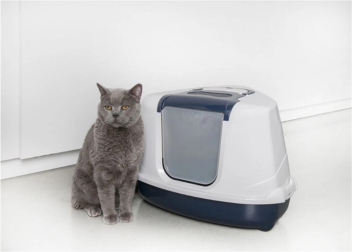 Moderna Flip Hoekkattenbak - Donkerblauw/Wit - 56 X 45 X 39 Cm 4 Moderna Flip Hoekkattenbak - Donkerblauw/Wit - 56 X 45 X 39 Cm - Afbeelding 4