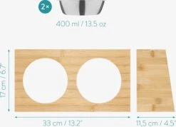 Navaris Verhoogd Dubbel Dieren Voedingsstation - 2 Kommen Voor Katten En Kleine Honden - Roestvrij Staal - Verhoogde Bamboe Standaard -Merkloos Winkel 1200x864 3