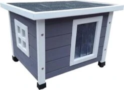 @Pet Kattenhuis Voor Buiten 57x45x43 Cm Grijs En Wit