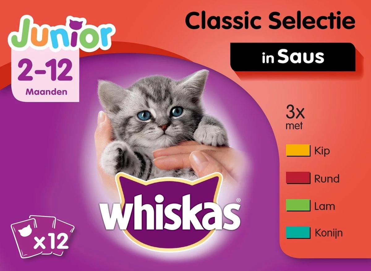 Whiskas Junior Katten Natvoer - Classic Selectie In Saus - 48 X 100g 1 Whiskas Junior Katten Natvoer - Classic Selectie In Saus - 48 X 100g