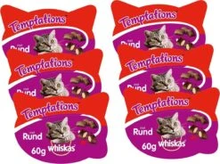 Whiskas Temptations 60 G - Kattensnack - 6 X Rund&Vlees -Merkloos Winkel 1200x894 1