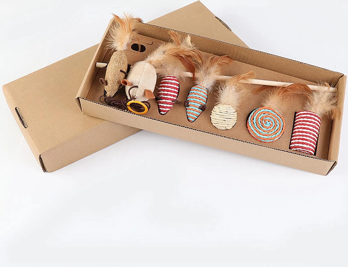 Kattenspeelgoed - Set Met 7 Kattenspeeltjes - Complete Set - Kattenhengel - Speelmuis 1 Kattenspeelgoed - Set Met 7 Kattenspeeltjes - Complete Set - Kattenhengel - Speelmuis