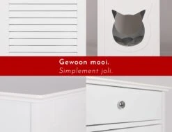 WONDERMAKE® Grote Kattenkast Houten Voor Kattenbak Kattentoilet, XL-kattenbak Dressoir Kastje Met Schuiflade, Designer Kattenhuis Met Kattenhol Kattenbakkast, Kasten Kast Voor Katten Binnen Hoog, 51 X 46 X 96 Cm, Wit -Merkloos Winkel 1200x922 7