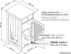 WONDERMAKE® Grote Kattenkast Houten Voor Kattenbak Kattentoilet, XL-kattenbak Dressoir Kastje Met Schuiflade, Designer Kattenhuis Met Kattenhol Kattenbakkast, Kasten Kast Voor Katten Binnen Hoog, 51 X 46 X 96 Cm, Wit -Merkloos Winkel 1200x923 3