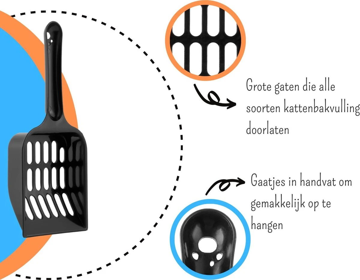 Merkloos Kattenbakschepje – Grof – Zwart 3 Merkloos Kattenbakschepje – Grof – Zwart - Afbeelding 3