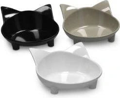 Navaris Voerbakjes Voor Katten - Set Van 3 Voer- En Waterbakken - Met Kattenkopjes Vorm - Antislip - Etensbakjes In Grijs, Wit En Zwart 11 Navaris Voerbakjes Voor Katten - Set Van 3 Voer- En Waterbakken - Met Kattenkopjes Vorm - Antislip - Etensbakjes In Grijs, Wit En Zwart -Merkloos Winkel 1200x977