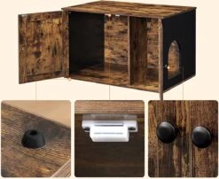 Meubelexpert Kattenhuis Voor Kattenbak - Met Deuren - Vintage - Bruinzwart - PCL002X02 -Merkloos Winkel 1200x983 1